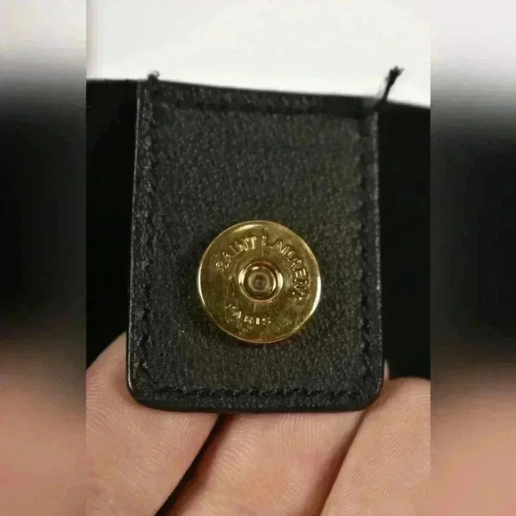 SAINT LAURENT YSL Black Smooth  Calfskin Leather Shopper Tote Italy - Picture 3 of 8